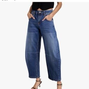 Stylish Indigo Wide Leg Women's Barrel Jeans
